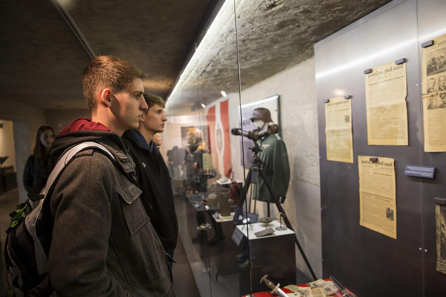 Students pursuing a history major visit a museum in Normandy (2016 J-Term).